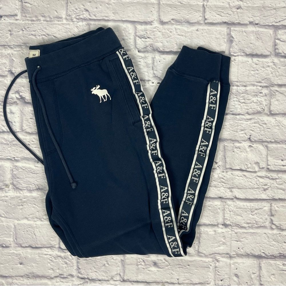 Abercrombie & Fitch Navy Blue Logo Tape Joggers - Picture 5 of 6